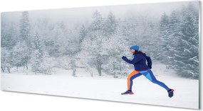 Szkło do Kuchni na Ścianę Człowiek w Zimowym Lesie