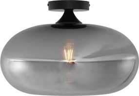 Lampa sufitowa w stylu art deco, czarna, z dymionym szkłem, 40 cm - Busa