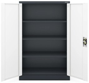 Biurowa szafa metalowa na akta KEVIN, 900 x 1400 x 400 mm, antracytowo-biała