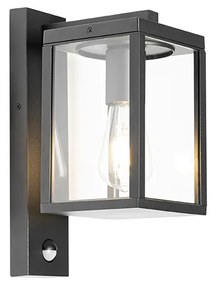 Zewnetrzna Lampka ścienna zewnętrzna czarna z czujnikiem ruchu IP44 - CharloisPrzemysłowy Oswietlenie zewnetrzne