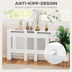 HOMCOM Osłona grzejnika, design z lamelami, regulowana długość 125-201 cm, MDF, Biała