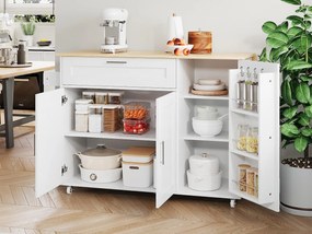 Wyspa kuchenna - z składanym blatem - liczne schowki - Biały
