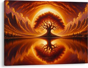 Obraz – Drzewo w krwawym słońcu (70x50 cm)