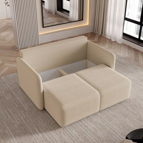 Masseno Sofa SUVI II z funkcją spania i pojemnikiem na pościel, Rozkładana sofa - Beżowy, QUELLE 05