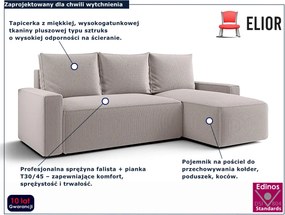 Jasnobeżowy narożnik rozkładany z pojemnikiem na pościel S3-F09