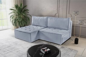 Sofa z funkcją spania w kształcie L Bohoo Mini, tkanina Raven, Jasnoszary, Lewy