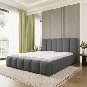 Masseno Łóżko Tapicerowane ATTORA z pojemnikiem na pościel 200x200 cm - Grafitowy, SORO 97