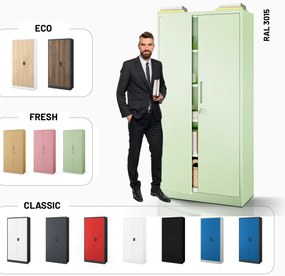 Szafa na dokumenty biurowa metalowa pastelowy zielony : Fresh Style JAN H 900 x 1950 x 400 mm