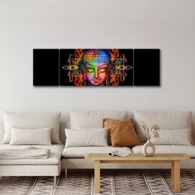 Obraz - Popiersie Buddy w neonowych kolorach (170x50 cm)