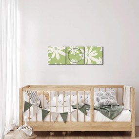 Obraz - Hipisi, zielone kwiaty N⁰1 (z zegarem) (90x30 cm)