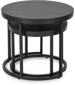 Zestaw Stolików Kawowych MANU 43 cm/53 cm Czarny Nowoczesny Loft