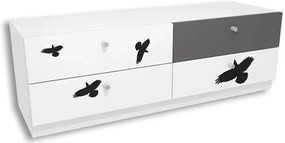 Biało-grafitowa komoda dziecięca z grafiką T9-C00