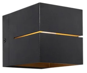 Zestaw 4 lamp ściennych czarnych ze złotem 9,7 cm - Transfer Groove Nowoczesny Oswietlenie wewnetrzne