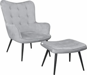 Fotel wypoczynkowy RELAX uszak z podnóżkiem : Kolor nogi - Czarna stożek, Kolor tkaniny - VELVET - MG17, Typ tkaniny - Velvet