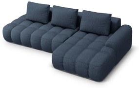 Ciemnoniebieski rozkładany/ze schowkiem narożnik (prawostronny/z szezlongiem) Linz – Cosmopolitan Design