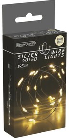 Drut świetlny Silver lights 40 LED, ciepła biała, 195 cm