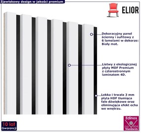 Akustyczne panele lamelowe 2 szt. biały mat W7-F27