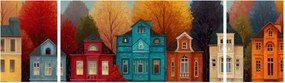 Obraz - Malowane jesienne miasto (170x50 cm)