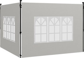 Outsunny Zestaw 2 Ścian Bocznych do Pawilonu 3x3 3x6 Wodoodporne Ściany z Oknami, Białe | Aosom PL