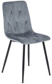 Zestaw stół Okrągły LINO 100 cm Orzech/Czarny i 4 Krzesła Tapicerowane do Salonu ROBIN Szare Welurowe Nowoczesne Loft