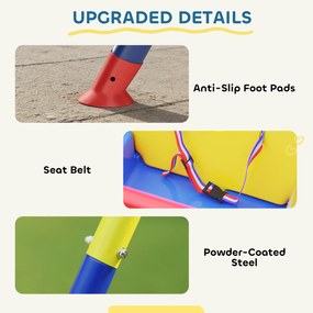 AIYAPLAY Huśtawka 3-w-1 dla dzieci, regulowana, z oparciem i paskiem bezpieczeństwa, 128 x 155 x 157 cm, niebieska | Aosom PL