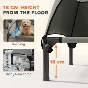 PawHut Outdoorowa Leżanka dla Psów z Daszkiem, Podwyższone Łóżko dla Dużych Psów, 106 x 76 x 99 cm, Jasnoszary