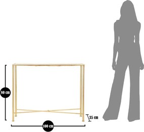 Konsola w biało-złotym kolorze ze szklanym blatem 35x100 cm Butterflies – Mauro Ferretti