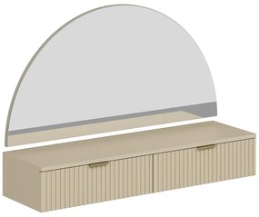 Toaletka wisząca z lustrem i oświetleniem LED - 2 szuflady - Beżowy - FRALYN marki Pascal Morabito