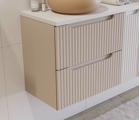 Szafka łazienkowa Nova 140 cm z umywalkami Wiki, kaszmir/biały mat