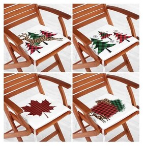Poduszki na krzesła ze świątecznym motywem zestaw 4 szt. 40x40 cm Tartan – Mila Home