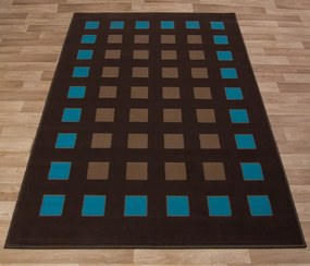 Dywan nowoczesny Kwadraciki brązowo-niebieskie 160 cm x 225 cm