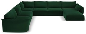 Ciemnozielony aksamitny narożnik (lewostronny/w kształcie litery U) Vanda – Mazzini Sofas