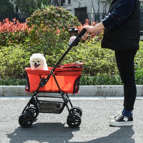 Outsunny Wózek dla Psa Kota Składany Oxford Tkanina Czerwony do 20kg | Aosom PL