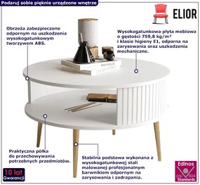 Biały okrągły stolik kawowy z półką S0-Z71