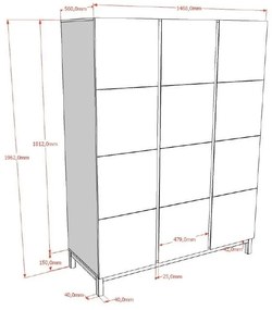 Biała szafa dziecięca 149x196x58 cm Eva – Vipack