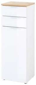 Biała wysoka szafka łazienkowa w dekorze dębu 39x112 cm Pescara – Germania