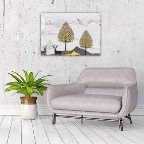 Obraz malowanych jeleni (70x50 cm)