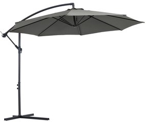 Outsunny parasol ogrodowy 3m z ręczną korbą szary stabilny i trwały idealny do ogrodu | Aosom PL