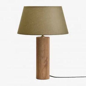 Lampa Stołowa Z Drewna Mango Carolina Drewno Mango & Sage Green Ø40 Cm Monaco - Sklum