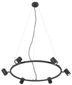 Nowoczesna lampa wisząca czarna 6-punktowa - Jeana Circle Nowoczesny Oswietlenie wewnetrzne