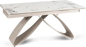 Stół Rozkładany Prostokątny LUIGI 160-240 cm Ceramiczny Biały Marmur/Kaszmir do Jadalni Japandi