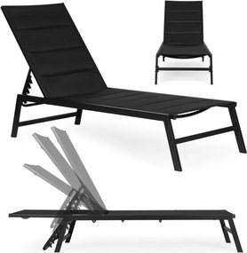 Leżak ogrodowy z regulowanym oparciem Talvio, kolor czarny