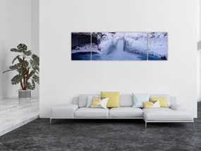 Obraz wodospadu zimą (170x50 cm)