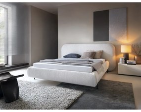 Beżowe tapicerowane łóżko dwuosobowe ze schowkiem ze stelażem 180x200 cm Pointt – ELTAP