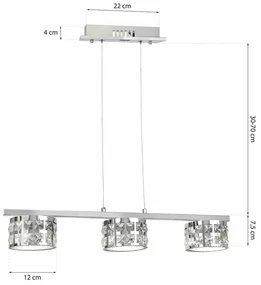 LAMPA WISZĄCA SREBRNA, Z KRYSZTAŁAMI ALEX 3X5W LED