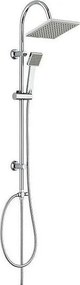 Kolumna prysznicowa bez baterii Soto chromowana, okrągła głowica 20 cm antywapienna, kwadratowa słuchawka, wąż stalowy podwójne zaciski, wysokość 130 cm
