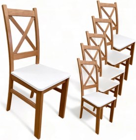 6x Krzesło drewniane Krzyżak Dąb Craft + Biały