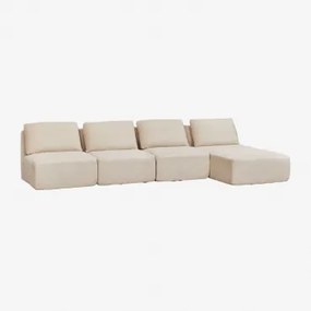 Sofa Modułowa 4-częściowa Z Leżanką Po Prawej Stronie Z Próżniowo Pakowanego Kordu Temple Sztruksu Beżowy Len - Sklum