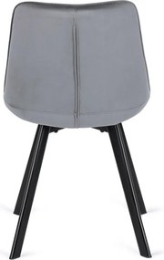 Zestaw Stół Prostokątny Rozkładany CLARK 120-160 cm Czarny/Biały Połysk i 4 Krzesła Tapicerowane do Salonu RICK Szare Welurowe