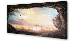 Zdjęcie na płótnie Jaskinia z Krzyżami i Ptakami